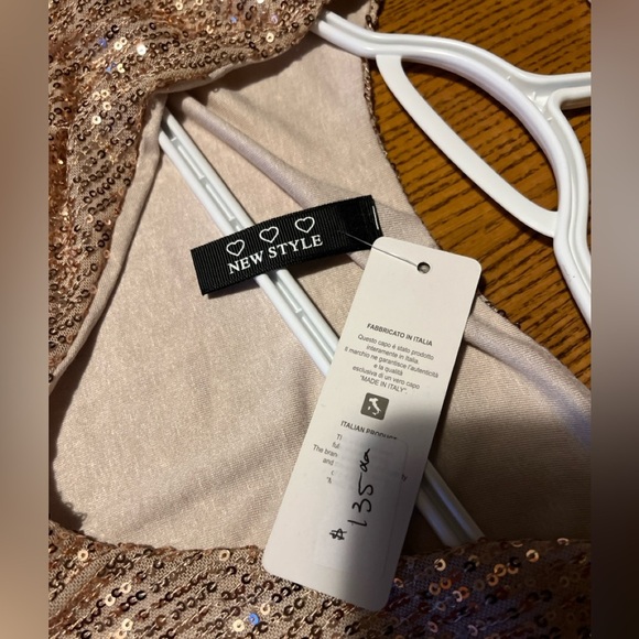 New Style Made In Italy Sequin Lace Top M-L - Picture 5 of 6